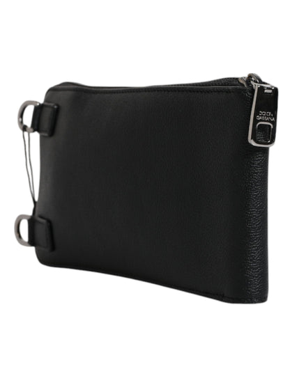 Sac à bandoulière en cuir noir Dolce &amp; Gabbana pour téléphone