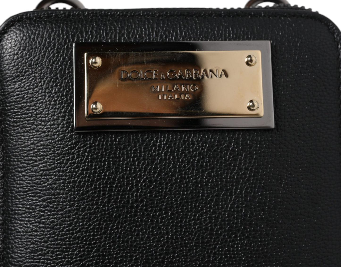 Sac à bandoulière en cuir noir Dolce &amp; Gabbana pour téléphone