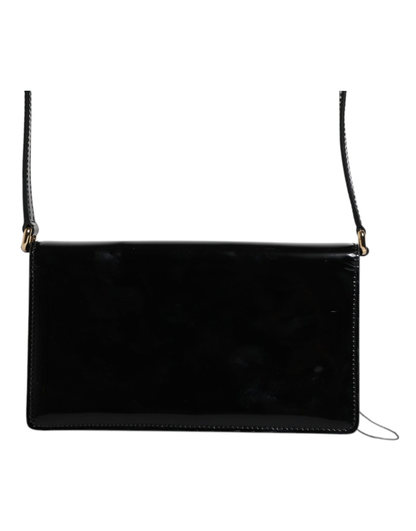 Sac bandoulière Dolce &amp; Gabbana en cuir verni noir avec plaque logo