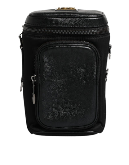 Sac bandoulière en cuir noir avec logo Dolce &amp; Gabbana