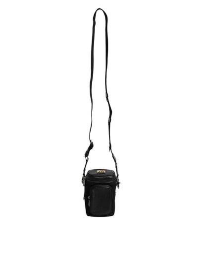 Sac bandoulière en cuir noir avec logo Dolce &amp; Gabbana