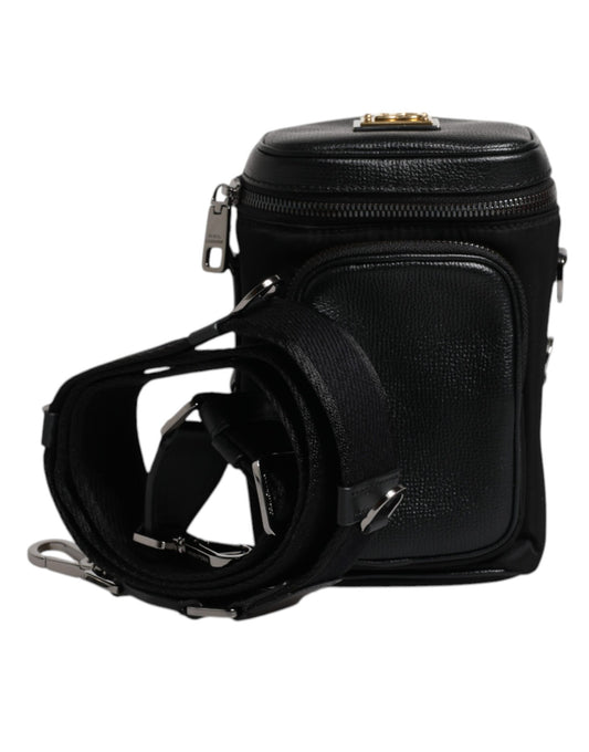 Sac bandoulière en cuir noir avec logo Dolce &amp; Gabbana