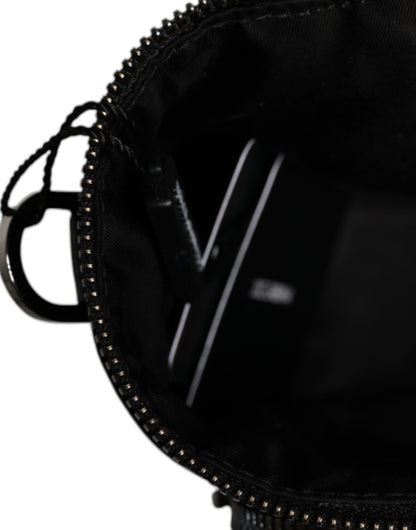 Sac bandoulière en cuir noir avec logo Dolce &amp; Gabbana