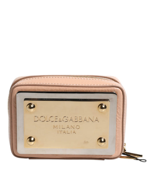 Sac bandoulière Dolce &amp; Gabbana en cuir nude avec plaque logo