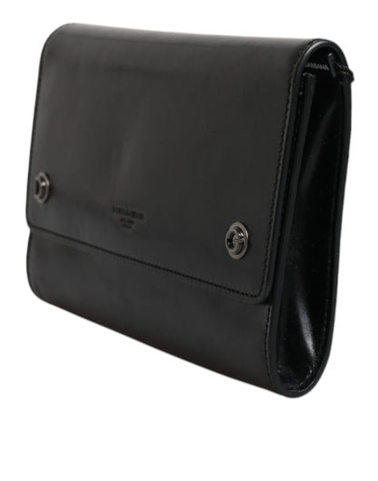 Sac bandoulière Dolce &amp; Gabbana en cuir noir avec logo en relief
