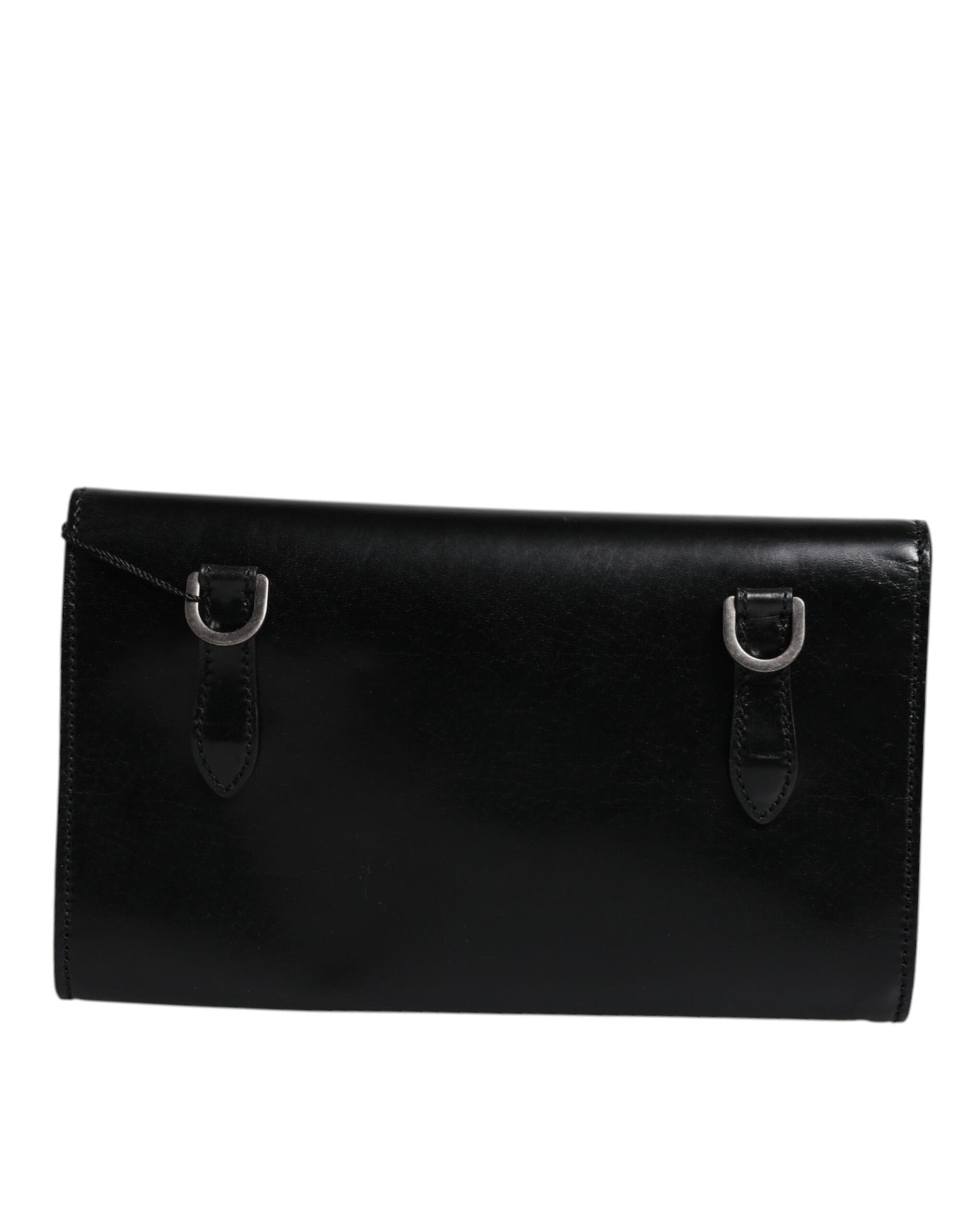Sac bandoulière Dolce &amp; Gabbana en cuir noir avec logo en relief