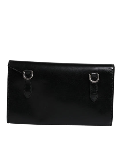 Sac bandoulière Dolce &amp; Gabbana en cuir noir avec logo en relief