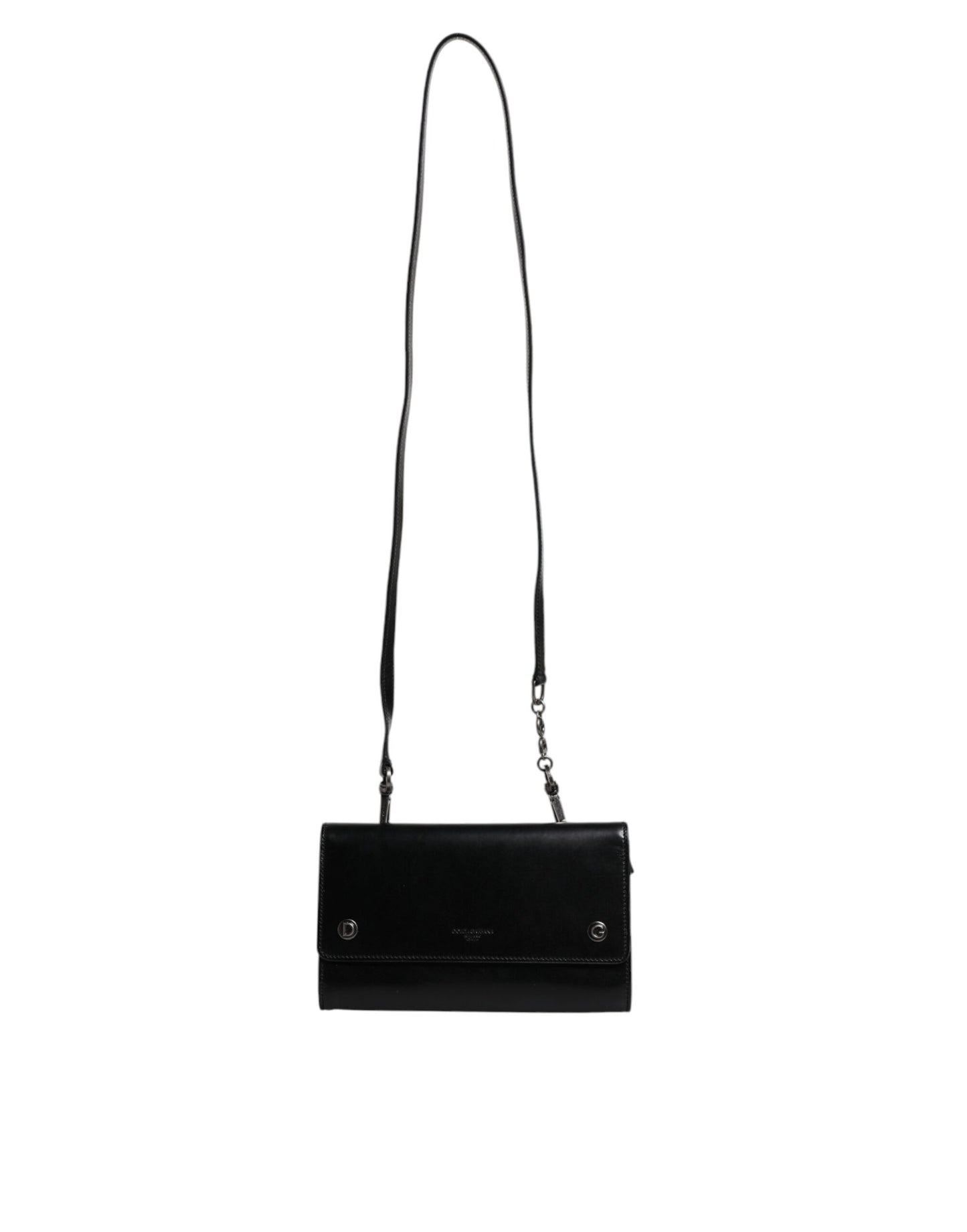 Sac bandoulière Dolce &amp; Gabbana en cuir noir avec logo en relief