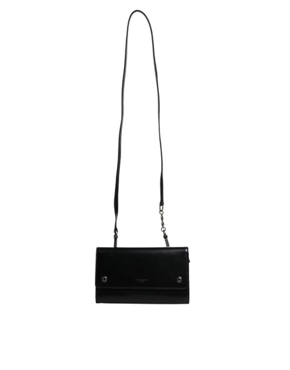 Sac bandoulière Dolce &amp; Gabbana en cuir noir avec logo en relief