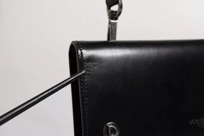 Sac bandoulière Dolce &amp; Gabbana en cuir noir avec logo en relief