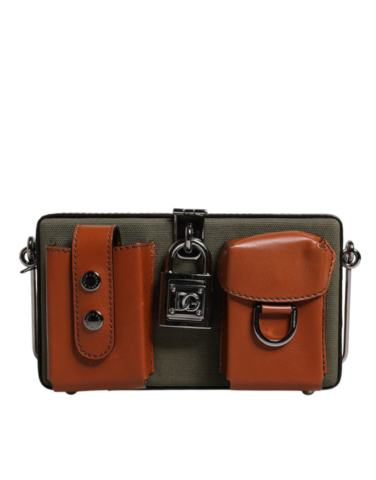 Sac pochette en cuir vert marron Dolce &amp; Gabbana