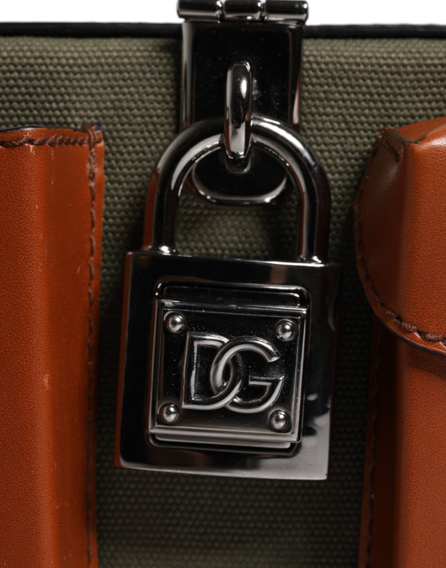 Sac pochette en cuir vert marron Dolce &amp; Gabbana