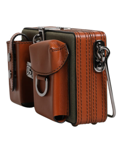 Sac pochette en cuir vert marron Dolce &amp; Gabbana