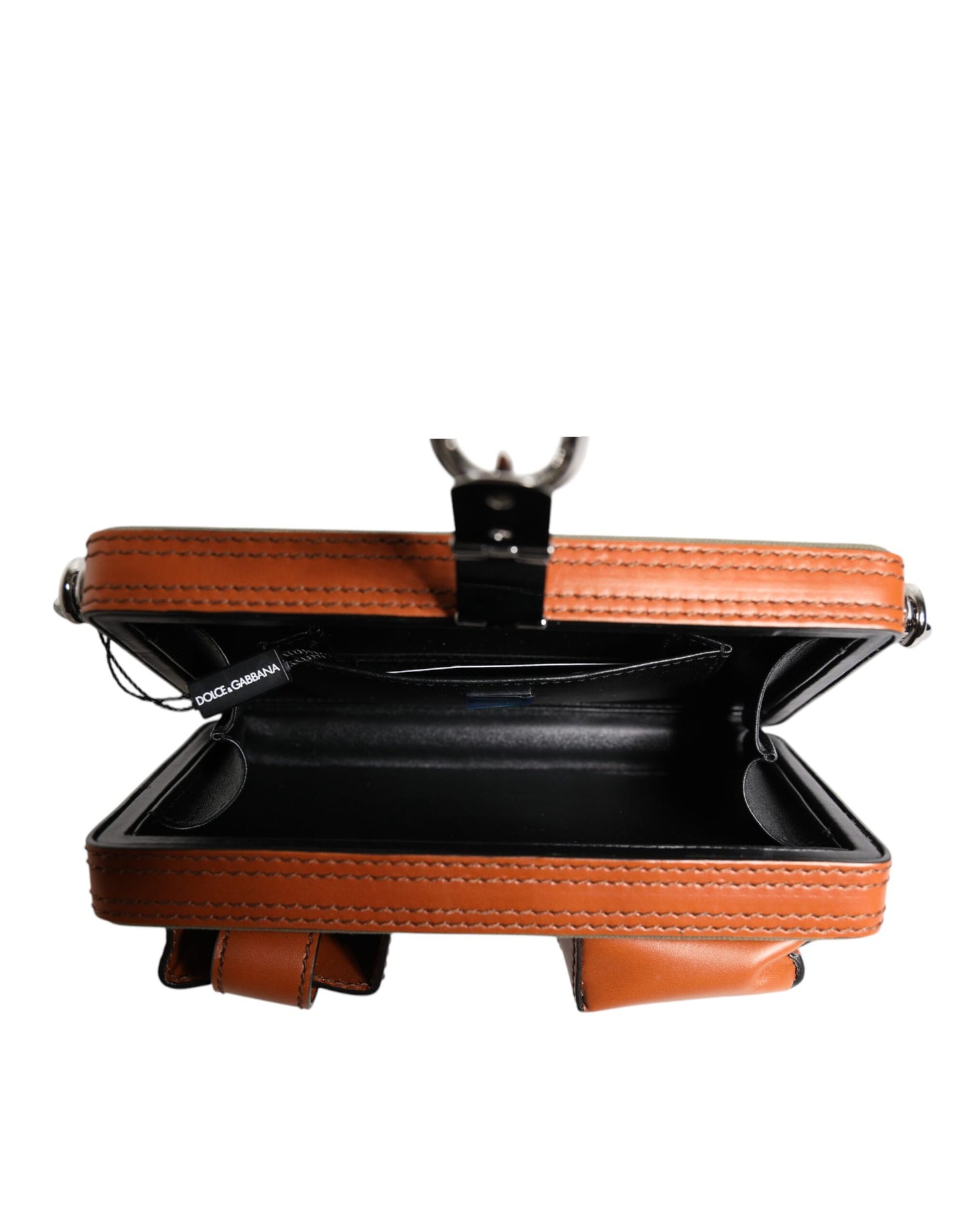 Sac pochette en cuir vert marron Dolce &amp; Gabbana