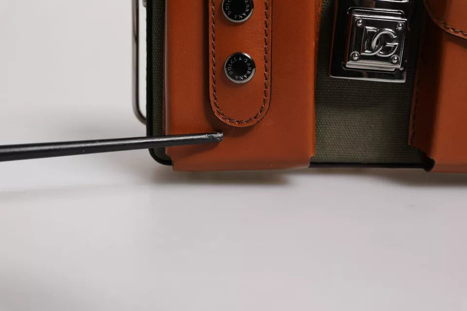 Sac pochette en cuir vert marron Dolce &amp; Gabbana