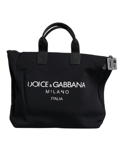 Sac fourre-tout en toile noire Dolce &amp; Gabbana avec logo DG pour femme