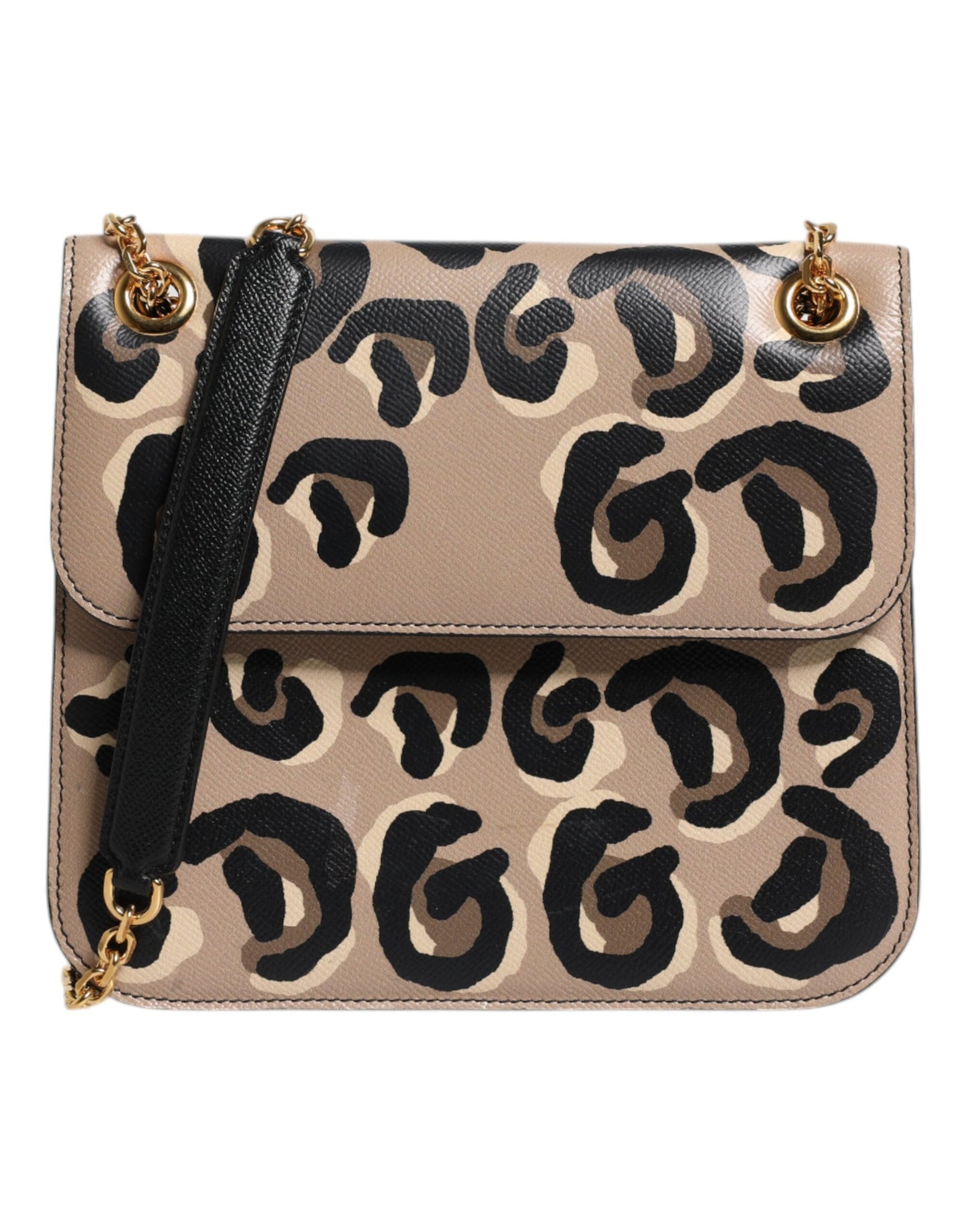 Sac bandoulière en cuir beige à motif léopard Dolce &amp; Gabbana DG