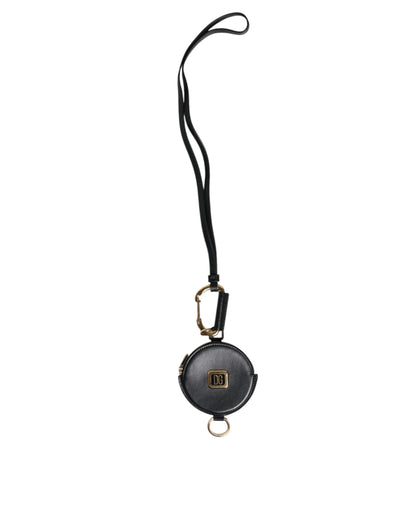 Portefeuille à cordon rond en cuir noir Dolce &amp; Gabbana avec logo DG