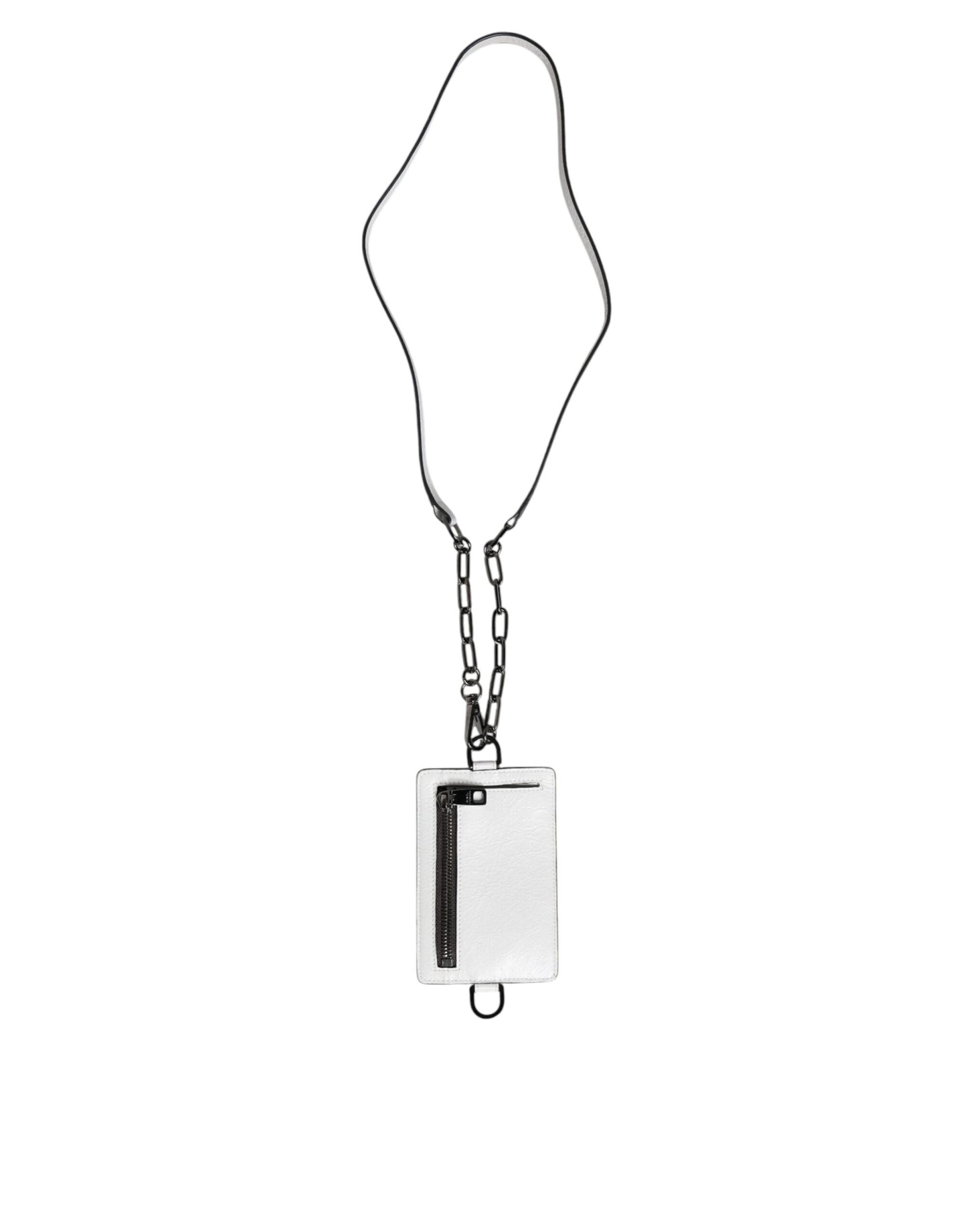Portefeuille porte-cartes Dolce &amp; Gabbana en cuir de veau blanc avec cordon et logo