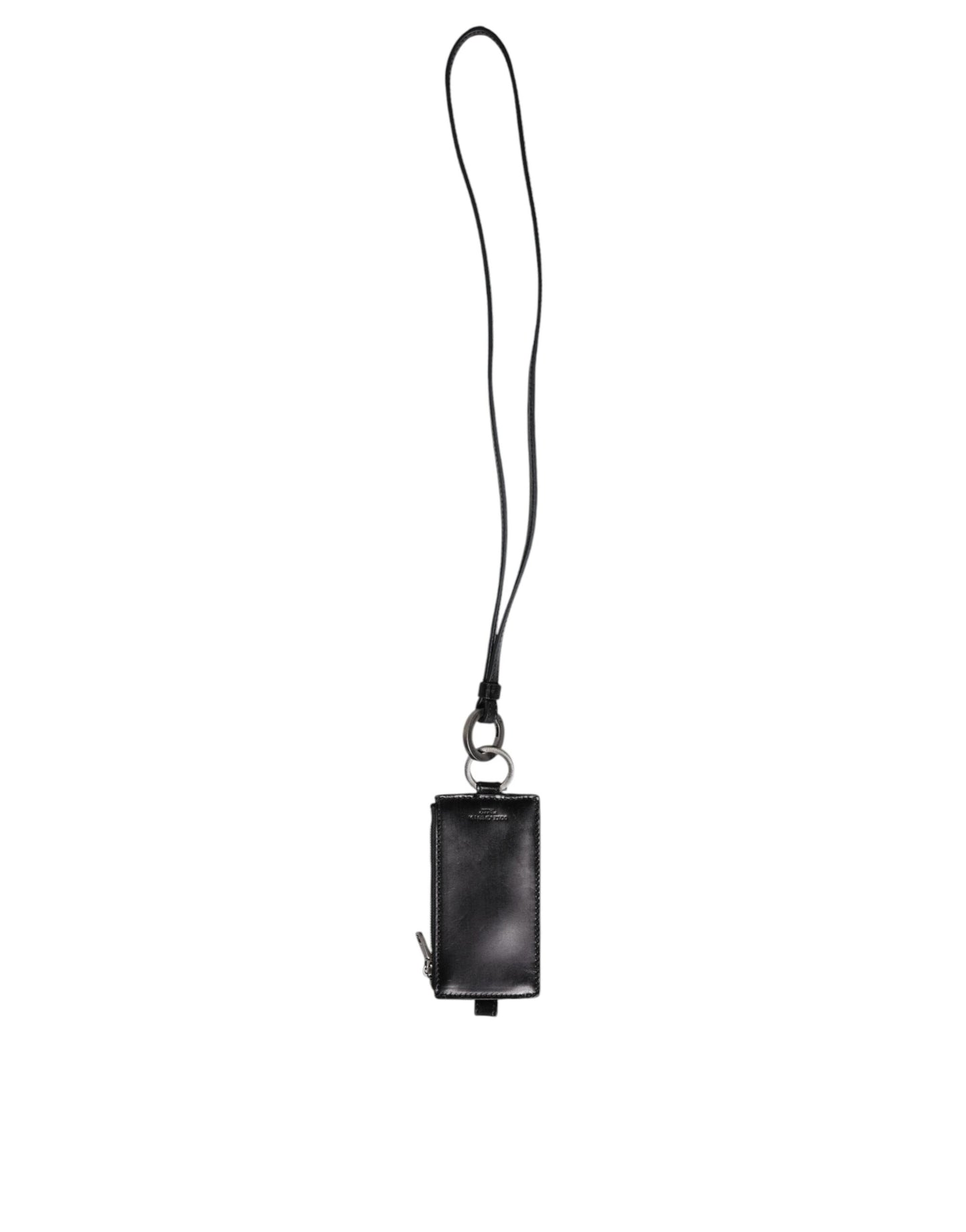 Portefeuille porte-cartes Dolce &amp; Gabbana en cuir noir avec cordon et logo cheval