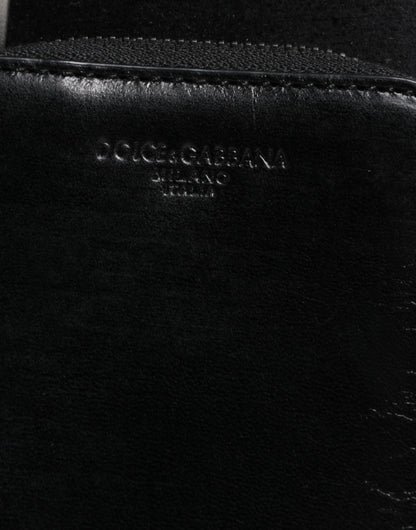 Portefeuille Dolce &amp; Gabbana en cuir noir avec logo et fermeture éclair