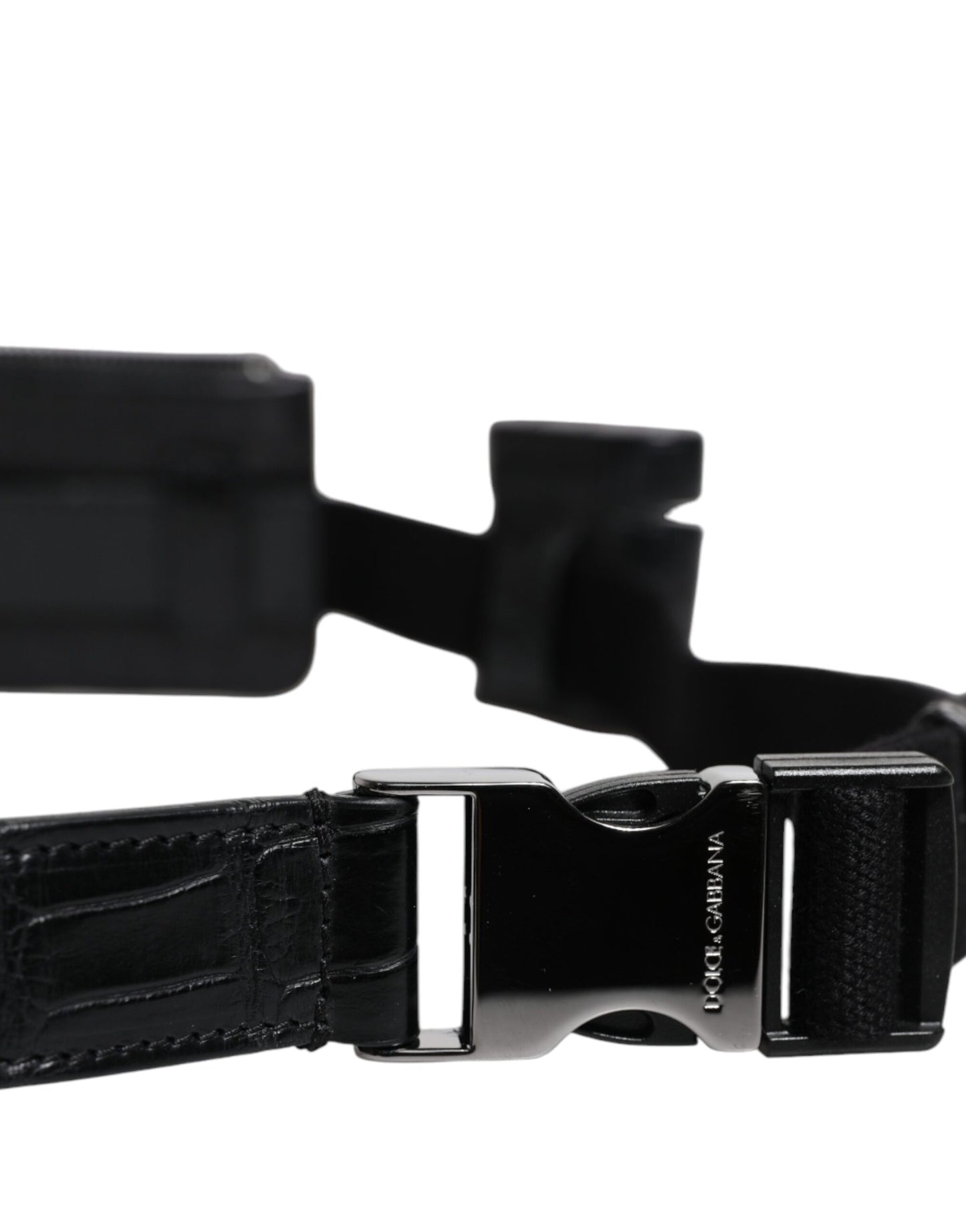 Dolce &amp; Gabbana Black Alligator Leather Airpods Case Coin Purse Wallet