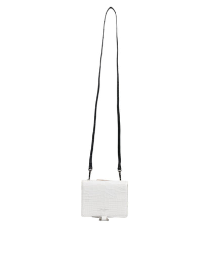 Dolce &amp; Gabbana White Blue Leather Bifold Crossbody Sling Wallet