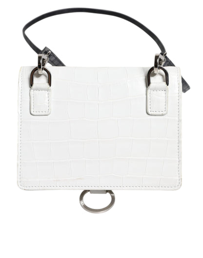 Dolce &amp; Gabbana White Blue Leather Bifold Crossbody Sling Wallet