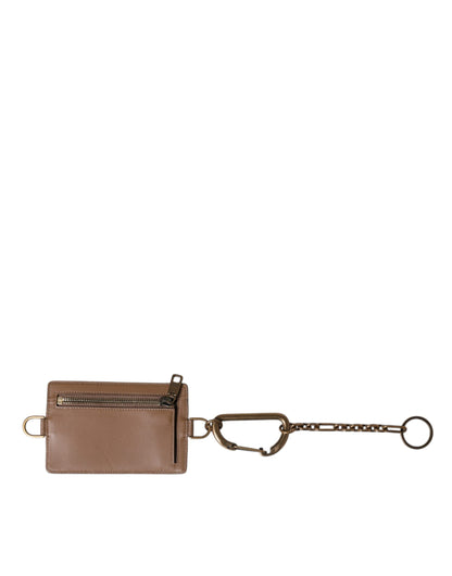 Dolce &amp; Gabbana Brown Exotic Leather Card Holder DG Logo Plaque Wallet