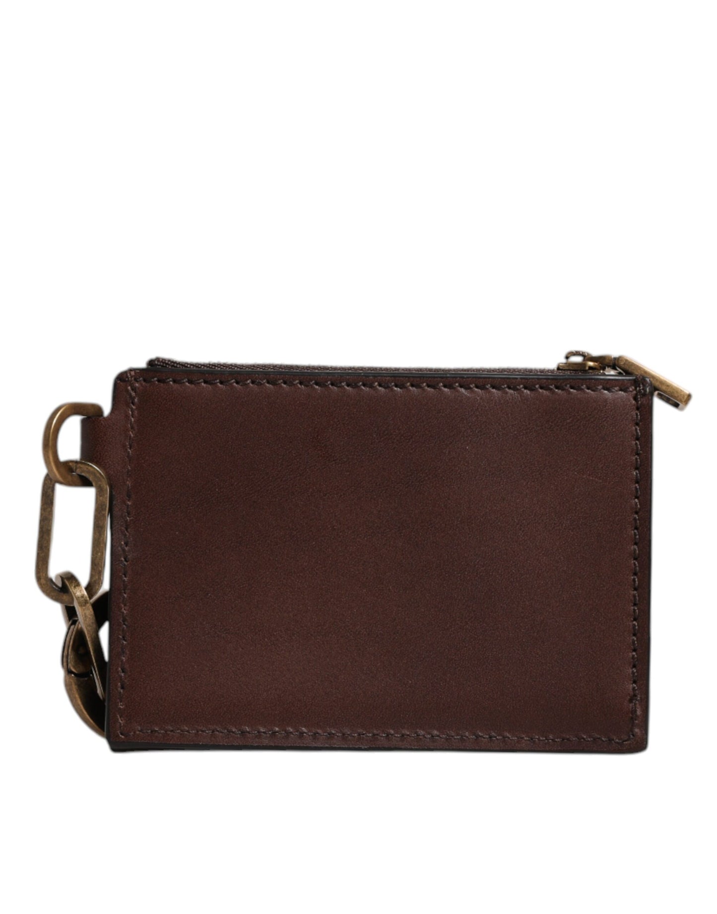 Porte-clés Dolce &amp; Gabbana en cuir marron avec logo et fermeture éclair