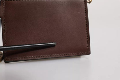 Porte-clés Dolce &amp; Gabbana en cuir marron avec logo et fermeture éclair