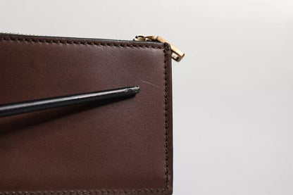 Porte-clés Dolce &amp; Gabbana en cuir marron avec logo et fermeture éclair