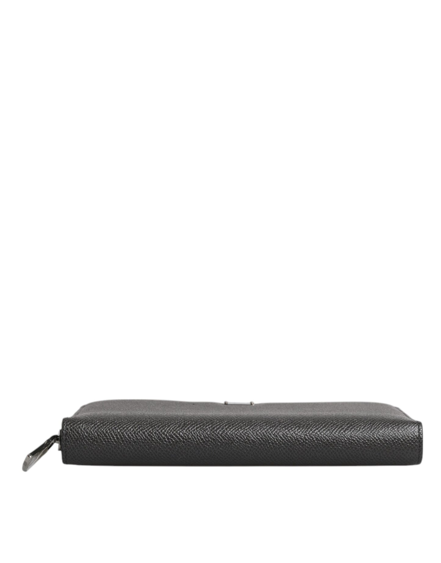 Dolce &amp; Gabbana Dark Gray Leather DG Logo Zip Around Continental Wallet
