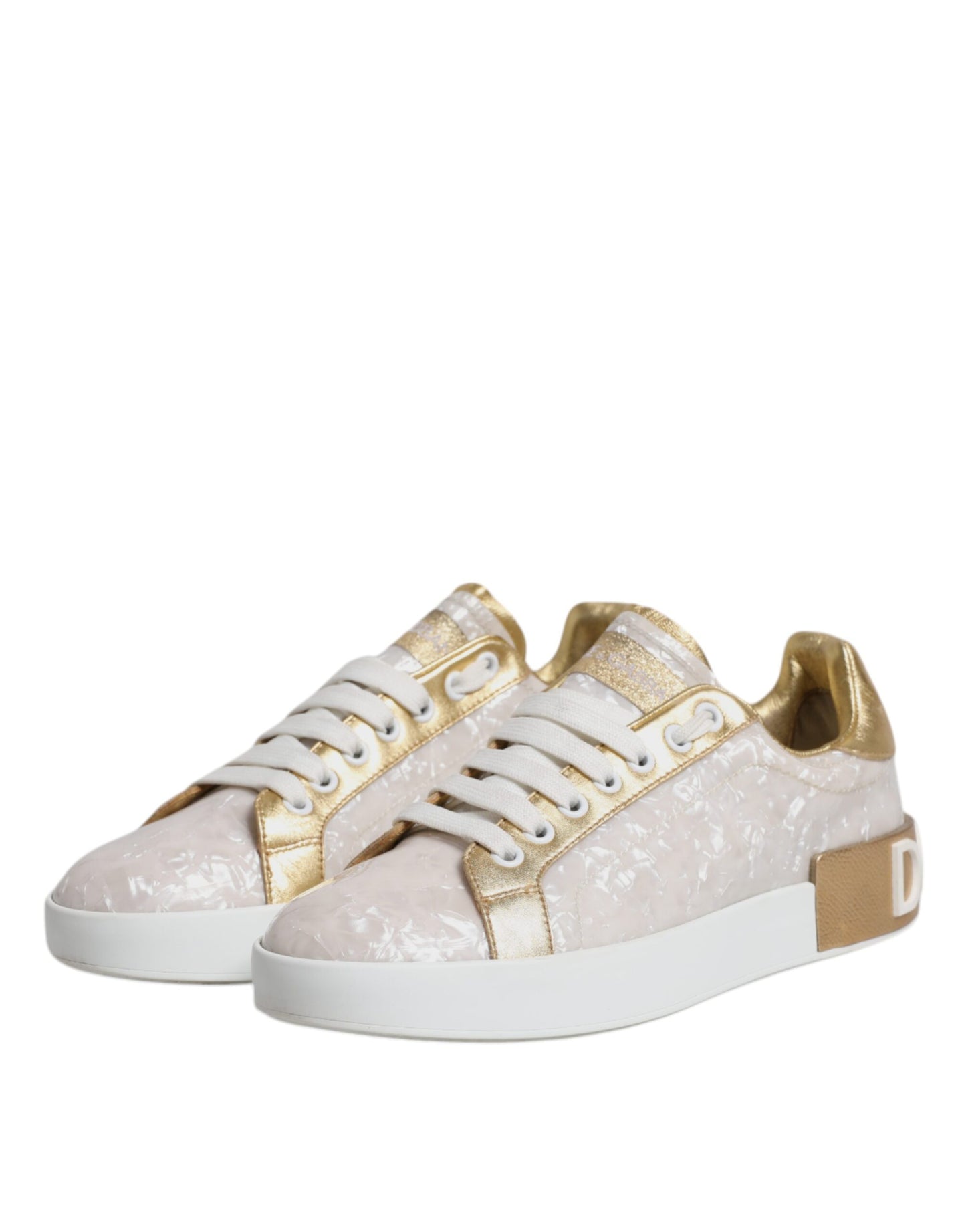 Dolce & Gabbana White Portofino Mother Of Pearl Sneakers Casual Shoes by Dolce & Gabbana