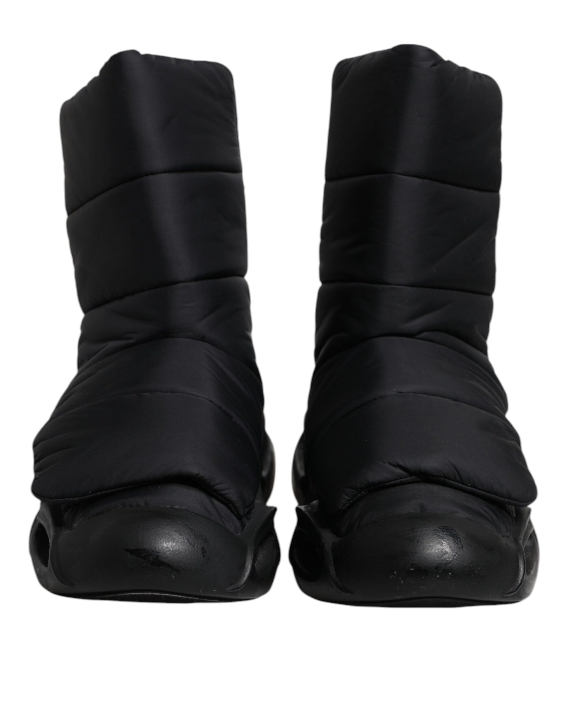 Dolce & Gabbana Black Slip On Wave Quilted Sneakers Shoes by Dolce & Gabbana