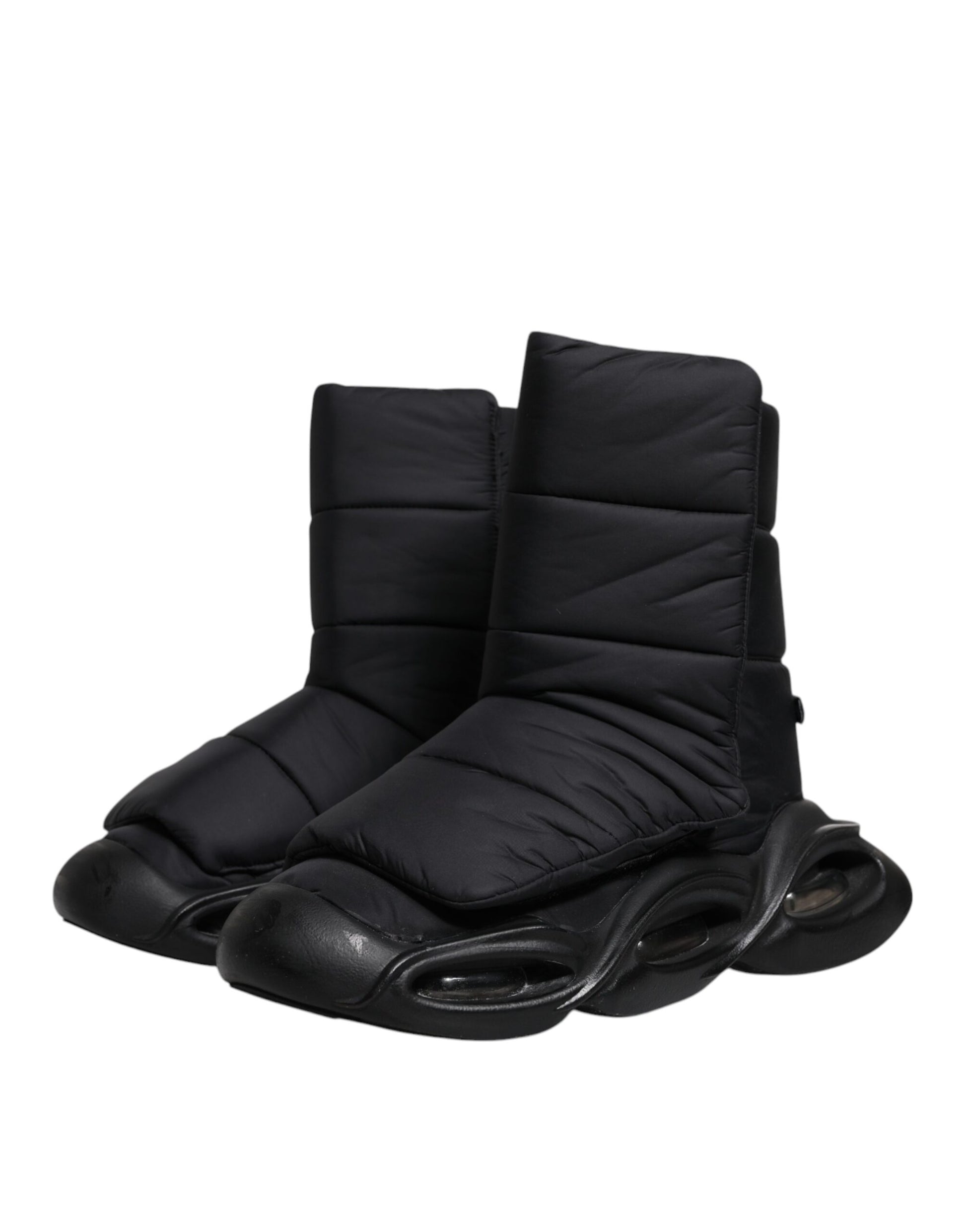 Dolce & Gabbana Black Slip On Wave Quilted Sneakers Shoes by Dolce & Gabbana