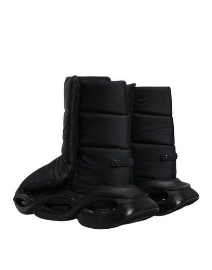 Dolce & Gabbana Black Slip On Wave Quilted Sneakers Shoes by Dolce & Gabbana