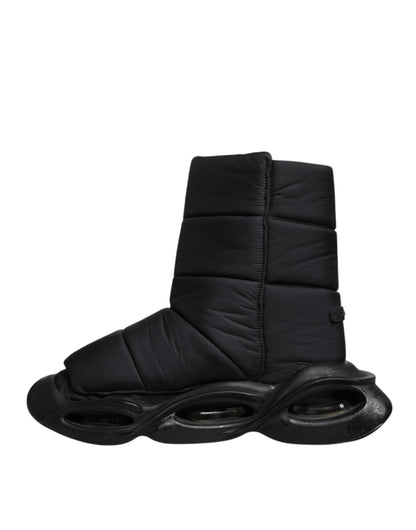 Dolce & Gabbana Black Slip On Wave Quilted Sneakers Shoes by Dolce & Gabbana