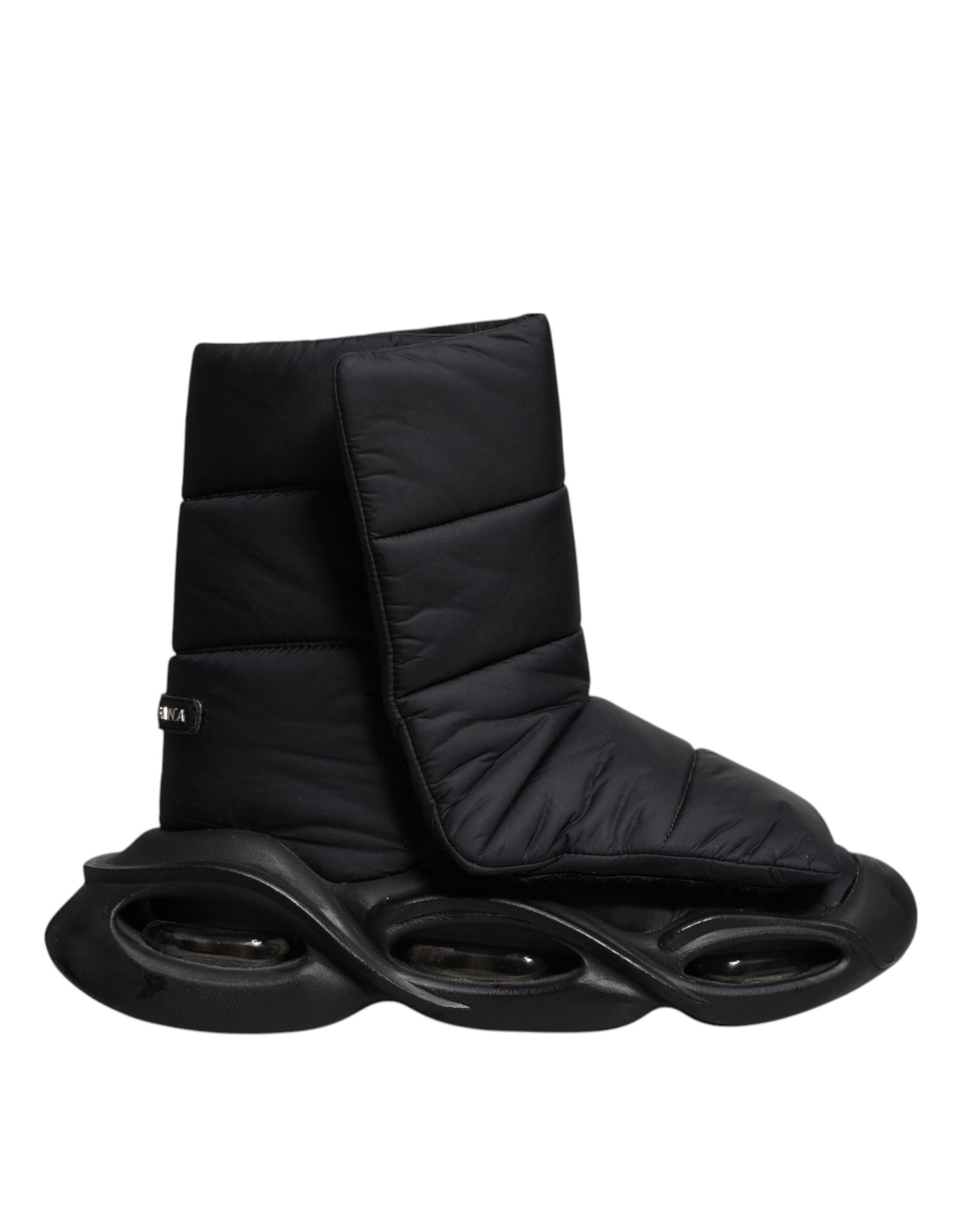 Dolce & Gabbana Black Slip On Wave Quilted Sneakers Shoes by Dolce & Gabbana