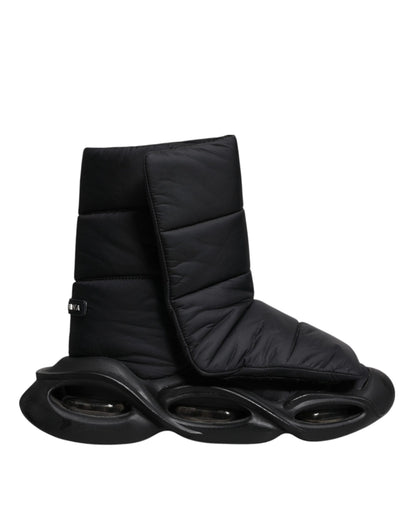 Dolce & Gabbana Black Slip On Wave Quilted Sneakers Shoes by Dolce & Gabbana