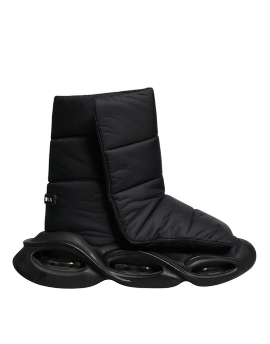 Dolce & Gabbana Black Slip On Wave Quilted Sneakers Shoes by Dolce & Gabbana