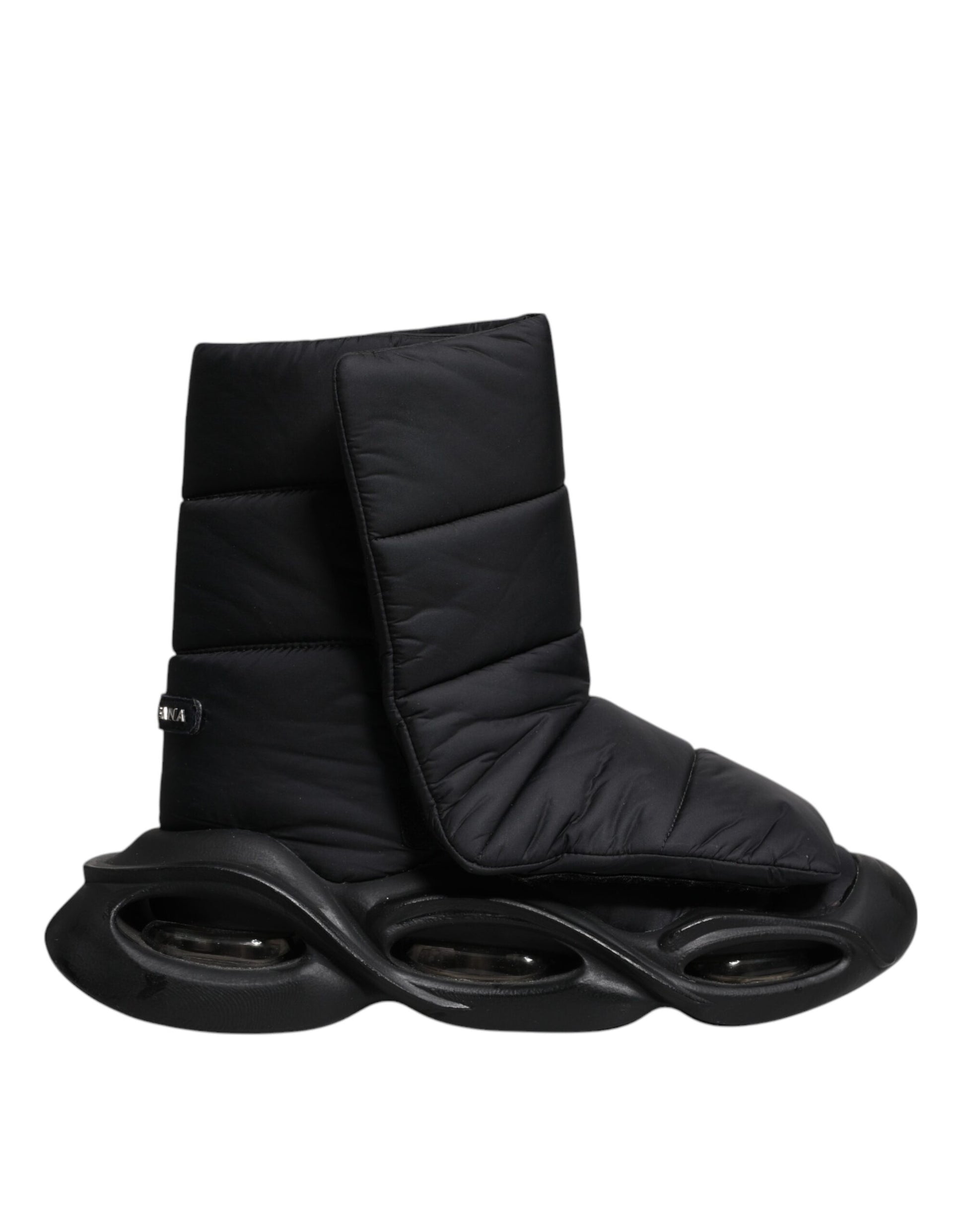 Dolce & Gabbana Black Slip On Wave Quilted Sneakers Shoes by Dolce & Gabbana