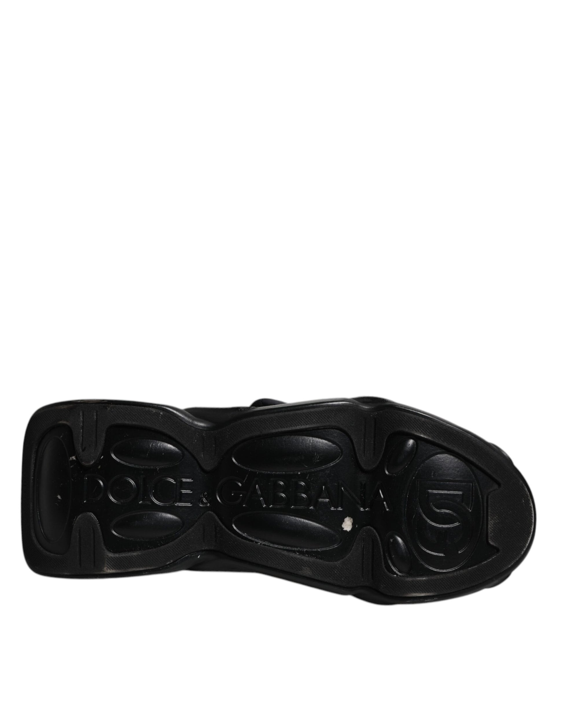 Dolce & Gabbana Black Slip On Wave Quilted Sneakers Shoes by Dolce & Gabbana