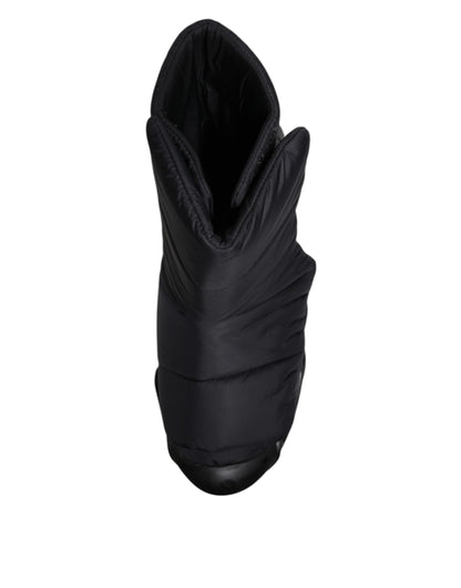 Dolce & Gabbana Black Slip On Wave Quilted Sneakers Shoes by Dolce & Gabbana