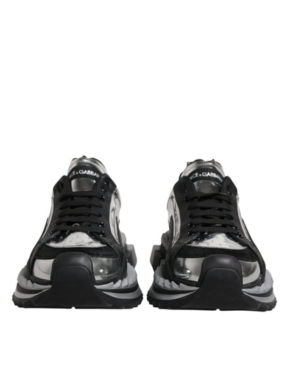 Dolce & Gabbana Black Silver SUPER KING Leather Sneaker Shoes by Dolce & Gabbana
