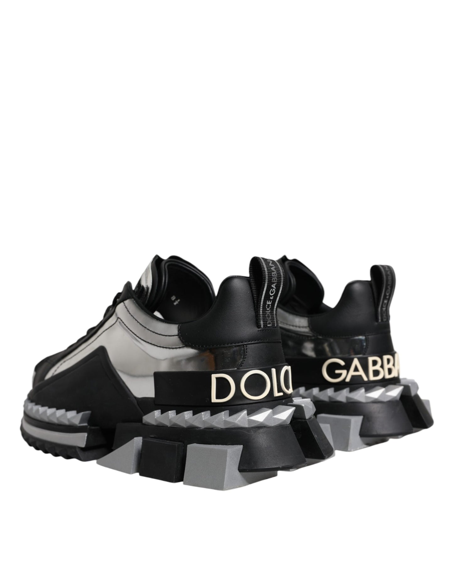 Dolce & Gabbana Black Silver SUPER KING Leather Sneaker Shoes by Dolce & Gabbana
