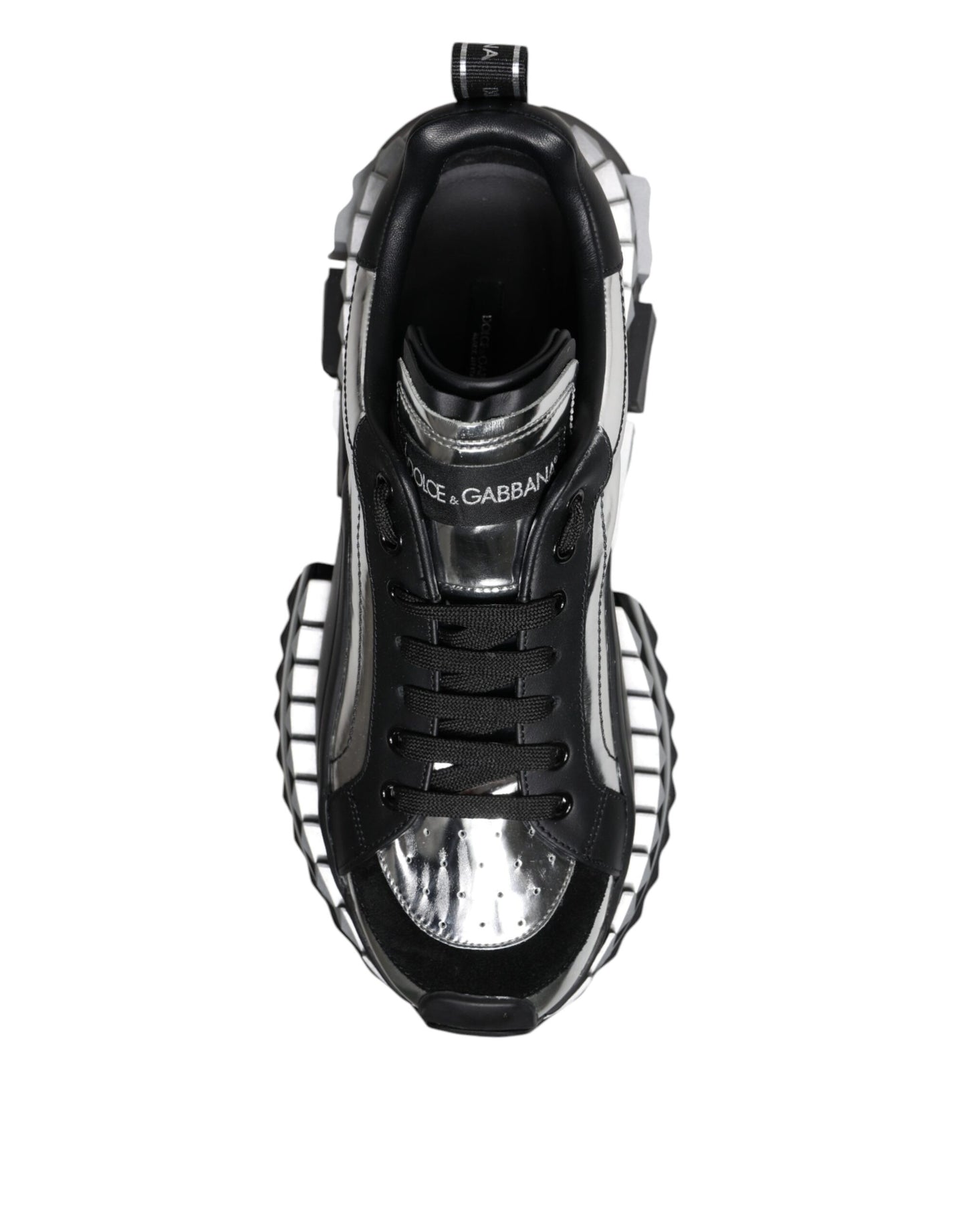 Dolce & Gabbana Black Silver SUPER KING Leather Sneaker Shoes by Dolce & Gabbana