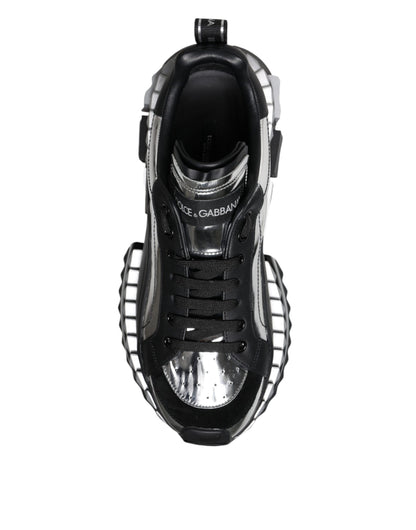 Dolce & Gabbana Black Silver SUPER KING Leather Sneaker Shoes by Dolce & Gabbana