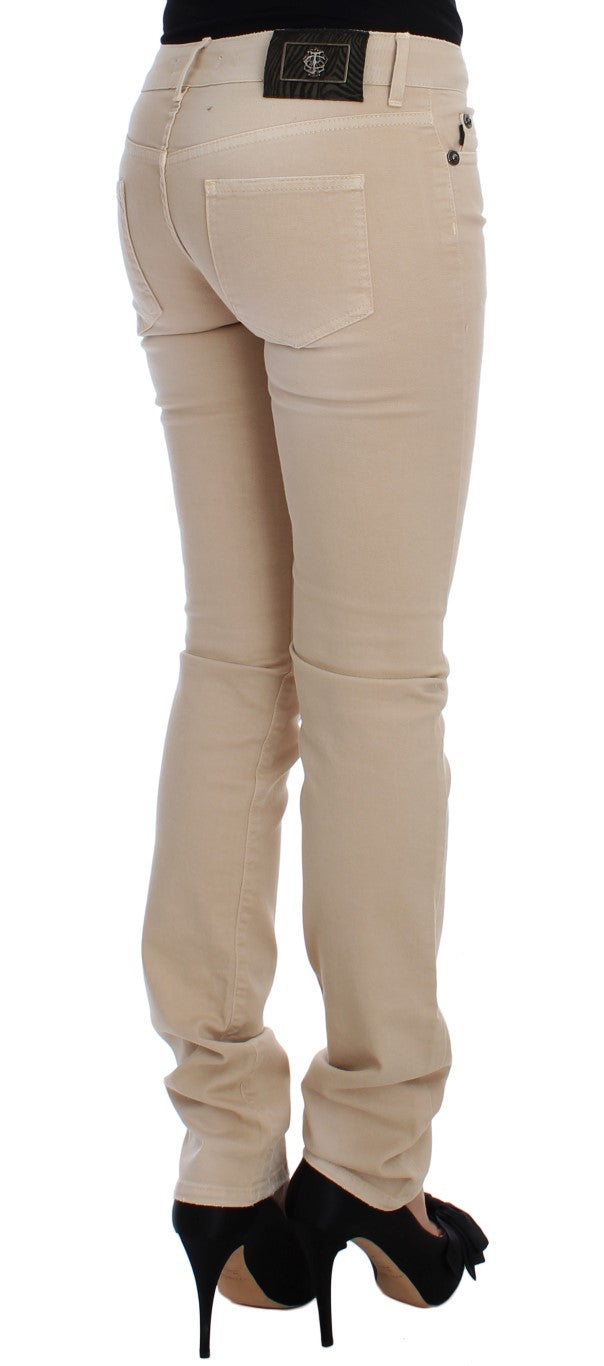 Jean slim en coton stretch beige Cavalli