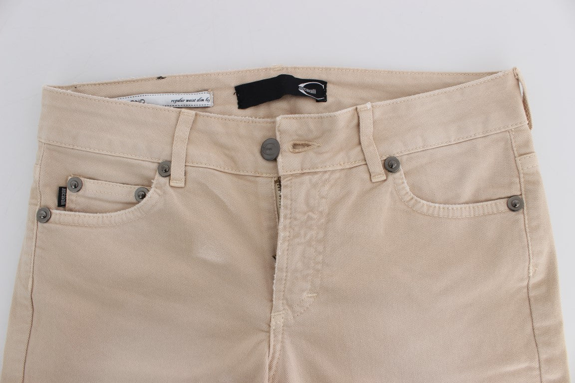 Jean slim en coton stretch beige Cavalli